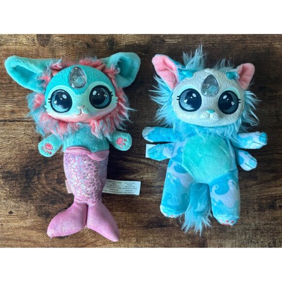 Magic Mixies Lot of 2 Plushies Mermaid Plush Stuffed Animal Toys Pink Blue 7" No - Picture 1 of 7